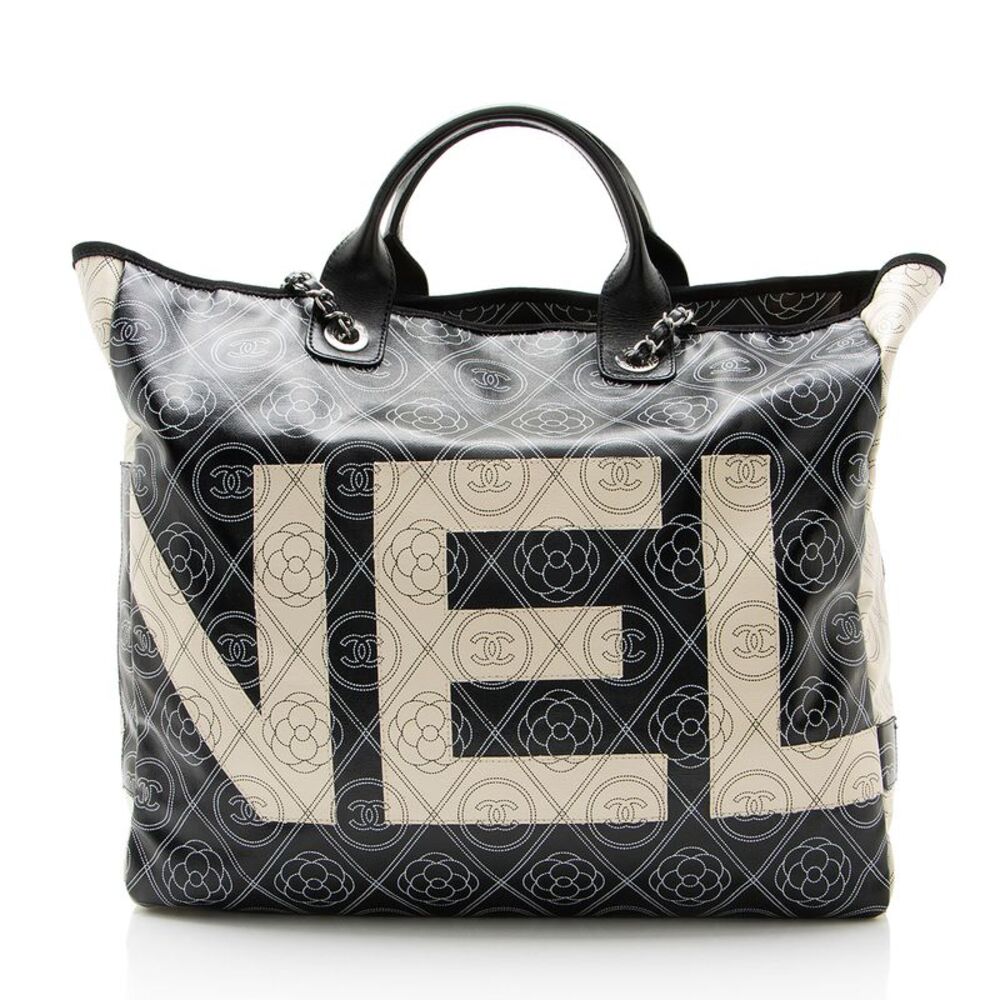 Chanel Coated Canvas Camellia Large Shopping Tote - Picture 3 of 14